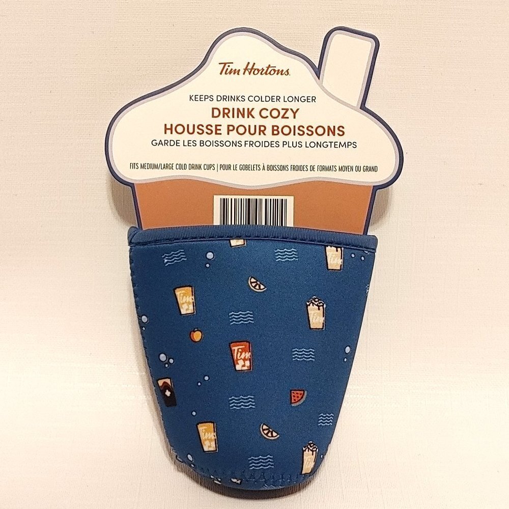 ADORABLE Tim Hortons Drink Cozy BNWT Keeps Drinks Colder Longer Iced Cap…